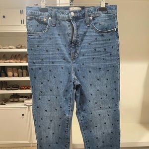Madewell Heart Print Straight Leg Jeans Sz 31